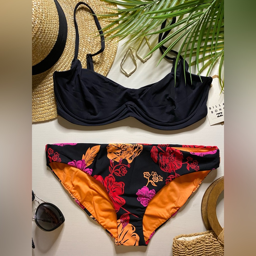 Billabong x Seafolly ๐บ Black Kenzley Bikini Top | Cheeky Floral Bottoms ๐๏ธ๐ - Picture 2 of 15